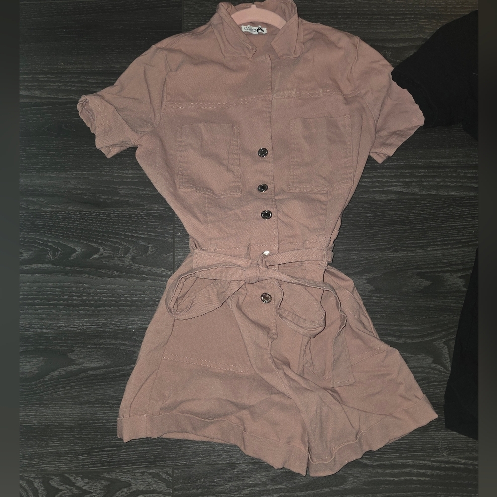 Fashion Nova Mauve Button-Up Jumpsuit